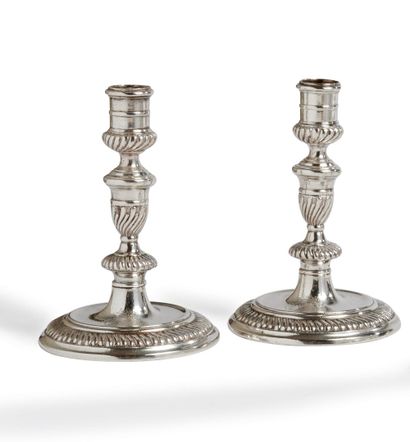 Pair of candlesticks of toilet in plated...