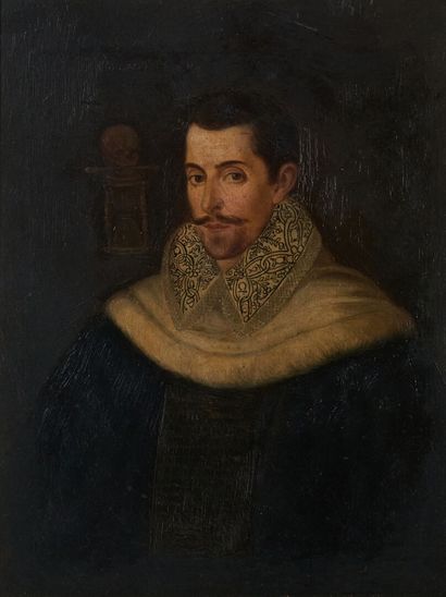 null École anglaise du XIXe siècle 
Portrait de John Bull (1563-1628)
Huile sur panneau
21,5...