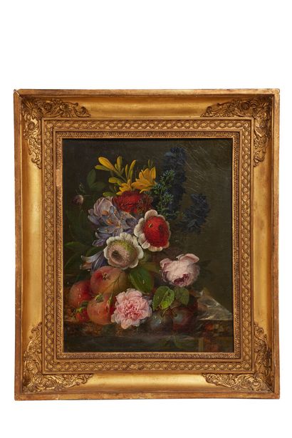 null Louis VIDAL (c. 1754 - après 1805)
Nature morte au bouquet de fleurs et fruits
Toile
Cadre...