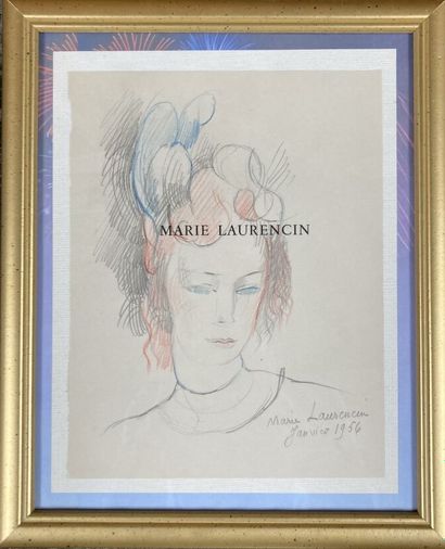null Marie LAURENCIN (1883 - 1956)
Woman with a hat, 1956
Graphite and colored pencil...
