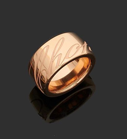 null CHOPARD
Pink gold band ring 750 thousandth, the mobile ring engraved with the...