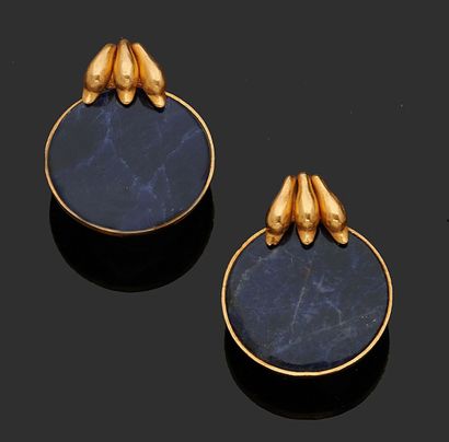 null ILIAS LALAOUNIS
Pair of earrings in yellow gold 750 thousandths, each of round...