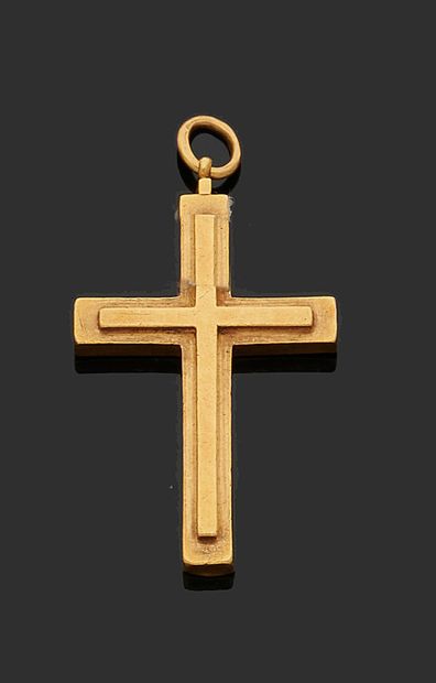 PENDANT cross forming reliquary in yellow...