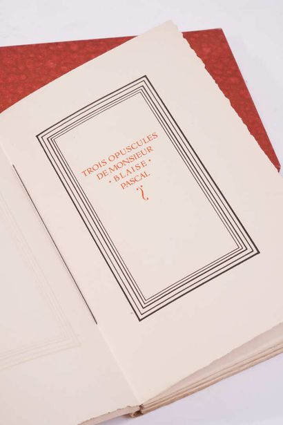 null Blaise PASCAL. Three opuscules of Mr Blaise Pascal. Paris, Louis Jou, 1932....