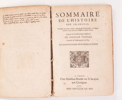 null Nicolas VIGNIER. Summary of the history of the French. Recueilly des plus certains...