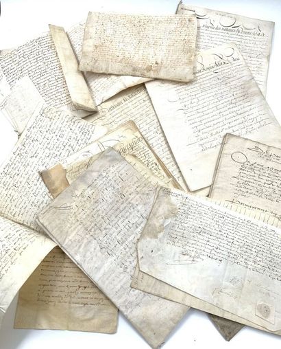null ARCHIVES XVIIe 							
Ensemble de 25 documents datés de 1608 à 1695, sur parchemin...