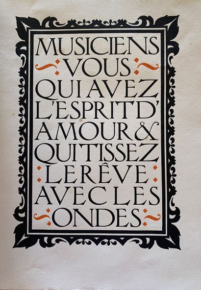 null André SUARÈS, Musicians. Paris, Les Livres de Louis Jou, 1931. In-4, paperback,...
