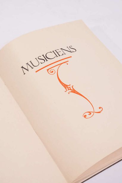 null André SUARÈS, Musicians. Paris, Louis Jou, 1931. In-4, folder and case.
Leaf,...