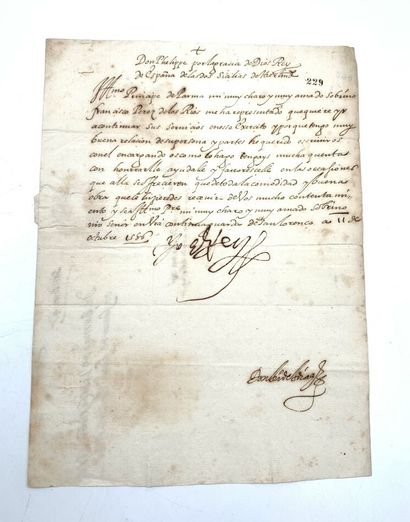 PHILIPPE II of SPAIN (1527-1598)
Letter signed,...