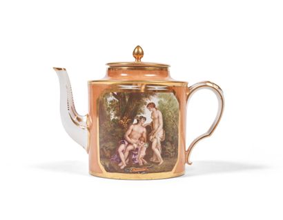 null Sevres
Hard porcelain covered litron teapot with polychrome decoration on one...