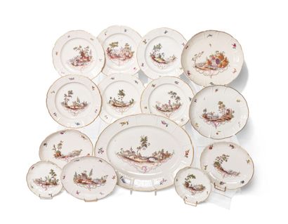 null Ludwigsburg
Part of a porcelain service comprising six plates, a large oval...