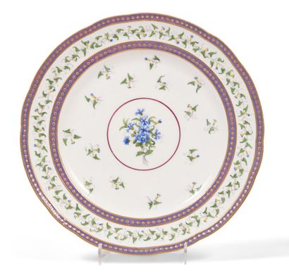 null Sèvres
Assiette en porcelaine tendre à décor polychrome au centre d'un bouquet...
