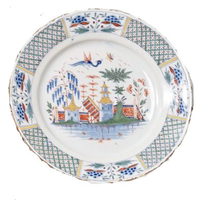Rouen
Earthenware plate with polychrome decoration...