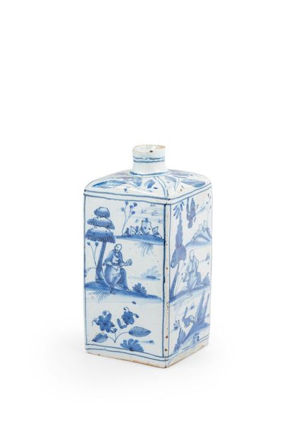 Nevers
Square earthenware bottle with blue...
