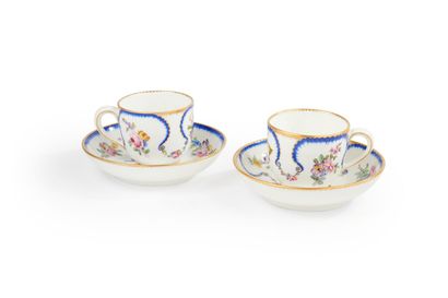 null Sevres
Two Bouillard cups and their saucers in soft porcelain with polychrome...