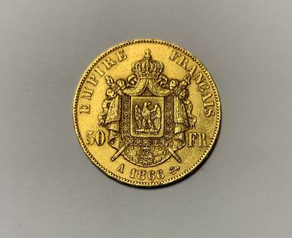 null * FRANCE 
Pièce de 50 francs or, Napoléon III lauré, 1866
Poids : 16 g