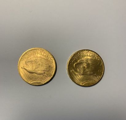 null * Deux pièces de 20 dollars Liberty or 1923 et 1928
Poids: 66,8 g