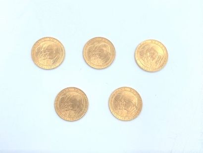 null * 5 pièces de 20 lei or, Roumanie. 
Poids : 32,7 g.
