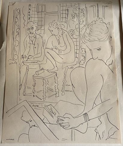 null After Henri MATISSE 

The model 

Lithograph, signed lower left. 

26,5 x 20,5...