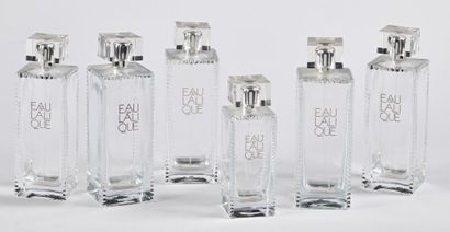 null CRISTAL LALIQUE 

Lot de six flacons de parfum « Eau de Lalique ». 

Épreuves...