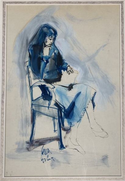 null Philippe CARA COSTEA (1925-2006)

Jeune fille en bleu

Gouache sur papier, signée...