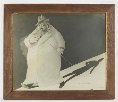 null Piece framed under glass representing a caricature bearing the metion H.LC Robert...