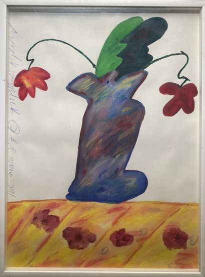 null Angelo DE AQUINO (1945-2007)

Bouquet de fleurs sur un entablement

Gouache,...