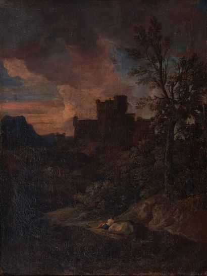 null Suiveur de Gaspard DUGHET (1615-1675) 

Vue d'un château

Huile sur toile 

72,5...