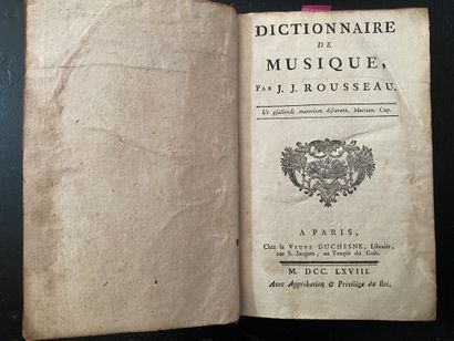 null ROUSSEAU (Jean-Jacques).

Dictionary of music. Paris, Veuve Duchesne, 1768....