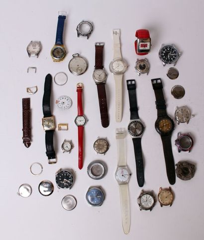 null LOT de montres dont Lip, Longines, Swatch et éléments. 

(En l'état).