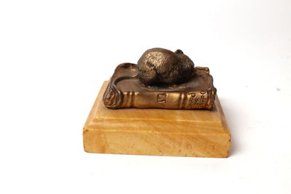 null PRESSE PAPIER représentant une souris sur un livre portant l'inscription "Odeur...