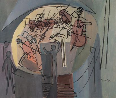 SUZANNE ROGER (1898-1986) Les archets, 1974 Huile sur toile Signée en bas à droite...