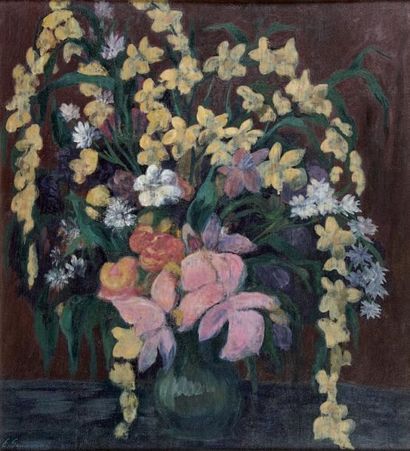 EMILE GAUDISSARD (ALGER 1872-1956 PARIS) Bouquet de fleurs Huile sur toile Signé...