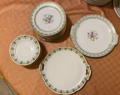 null LIMOGES
Part of porcelain service with decoration of bouquets of flowers, the...