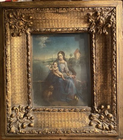 null After Raphael
Virgin and Child
Oil on copper 
18,5 x 14,5 cm 
In a gilded wooden...