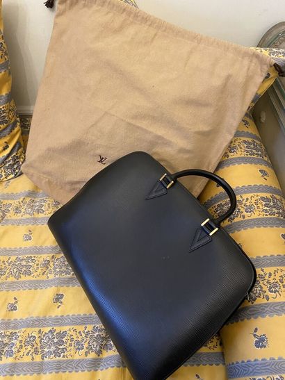 LOUIS VUITTON 
Black leather bag with two...