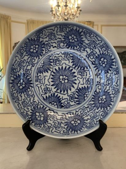 null CHINA
Soup plate in porcelain with blue monochrome decoration of floral motifs.
D....