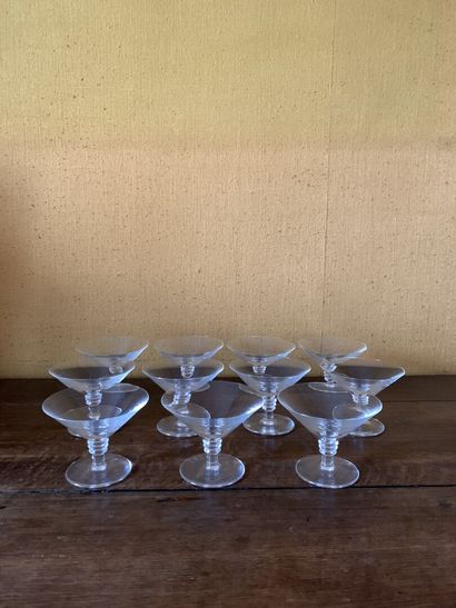 null DAUM France
Suite of eight orangeade glasses in crystal engraved with stripes,...