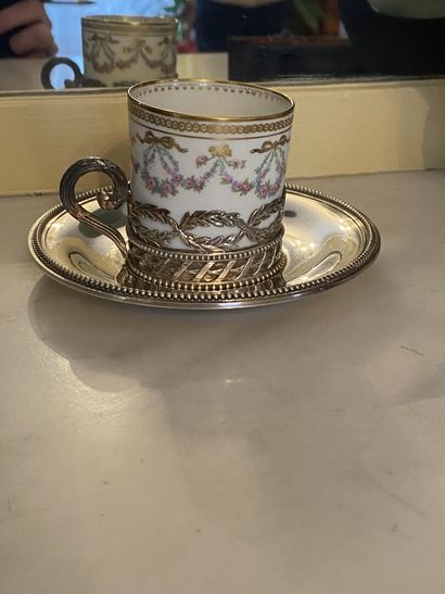 null Lot of twelve silver tea-cup mounts 925 thousandths with openwork decoration...