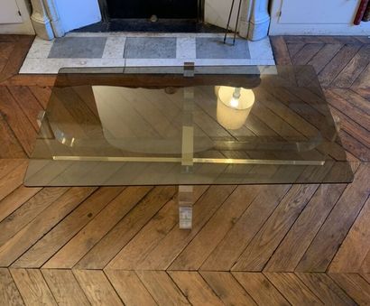 null LOW TABLE with crisscrossed legs in plexiglass and rectangular top in smoked...