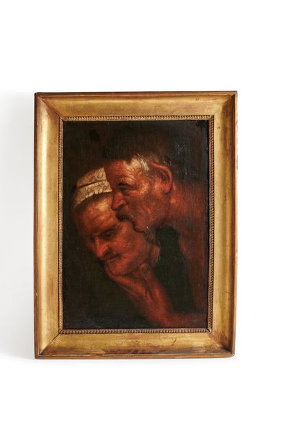 null JORDAENS ou RUBENS (suiveur de)
Deux têtes 
Huile sur toile 
55 x 38 cm 