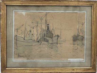 null WILL Frank (1900-1950)
Port of Nantes
black stone and watercolor on paper signed...