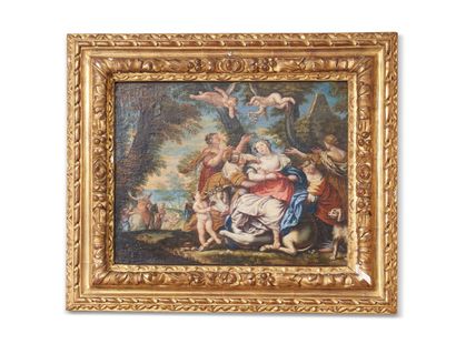 null ECOLE FRANCAISE du XIXème siècle suiveur de Rubens
L'enlèvement d'Europe 
Huile...