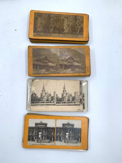 null Two stereoscopic viewers and a set of photographic plates on cardboard and paper....