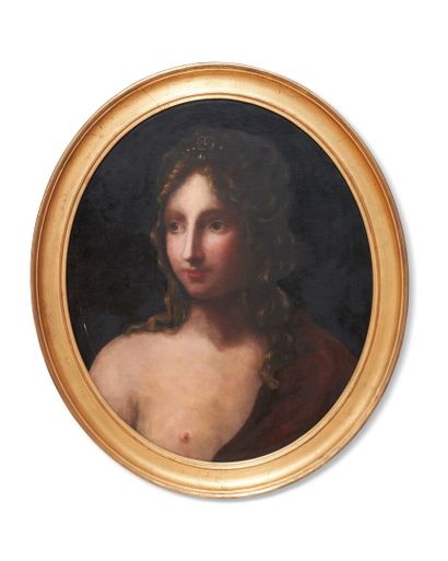 null ECOLE FRANCAISE XIXe siècle 
Portrait de jeune femme au diadème
huile sur toile...