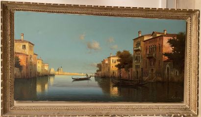 null Alphonse LECOZ (XIX-XX) 
Vue de Venise
Huile sur toile, signée en bas à droite....