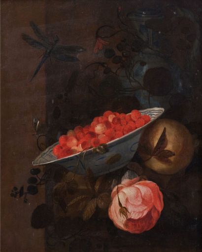 null Attributed to Johannes HANNOT (1633 - 1685)
Still life with a bowl of strawberries
Oak...
