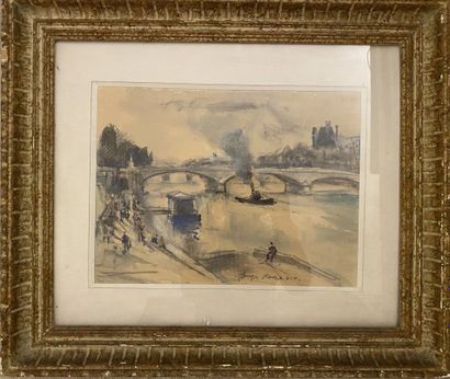 null Georges ROUAULT (1871-1958)
Vue de Paris 
Aquarelle 
25 x 33,5 cm 