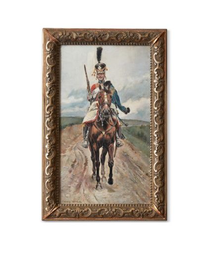 null DETAILLE Edouard Jean Baptiste (1848-1912)
Militaire à cheval
Huile sur toile...