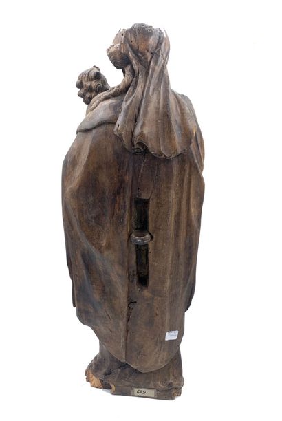 null Groupe en bois sculpté figurant une Vierge à l'enfant.
XIXe siècle
Haut. : 59,5...